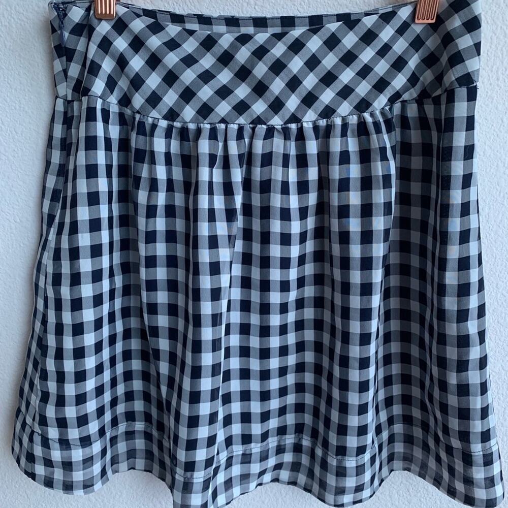 GAP Gingham Check Flowy Side Zip Skirt Navy 2 - Picture 4 of 5